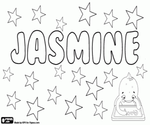 Coloriage Jasmine, nom français et anglais