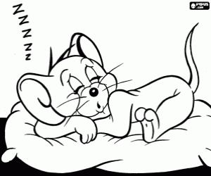 Coloriage Jerry dormint dans son petit lit
