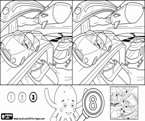 Coloriage Jeu niveau difficile Pypus et transports