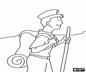 Coloriage Jeune explorateur avec sac à dos