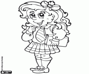 Coloriage Jeune fille avec l'uniforme scolaire
