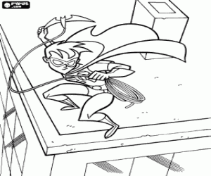 Coloriage Le jeune Robin avec la corde