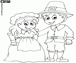 Coloriage Jeunes colons, couple de Far West