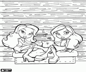 Coloriage Jeunes femmes assises, Bratz