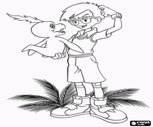 Coloriage Joe et le digimon Bukamon