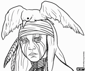 Coloriage Johnny Depp est Tonto dans Lone Ranger
