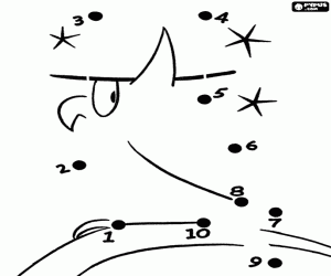 Coloriage Joindre les points, chouette avec chapeau