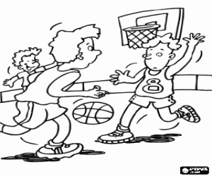 Coloriage Jouant un jeu de basket-ball