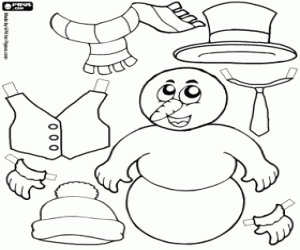 Coloriage Jouer et habiller le bonhomme de neige