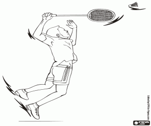 Coloriage Joueur dans un jeu de badminton