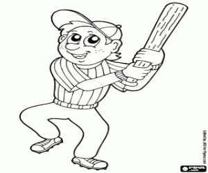 Coloriage Joueur de baseball avec la batte