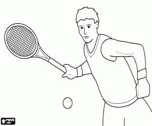 Coloriage Le joueur de tennis frappe un coup droit