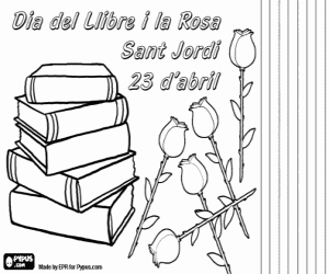 Coloriage La journée du livre et la rose