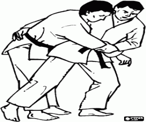 Coloriage Judo - Deux judoka pratiquant