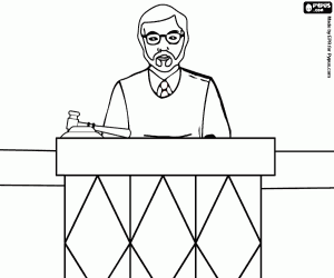 Coloriage Le juge au tribunal