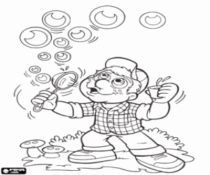 Coloriage Julio et bulles de savon