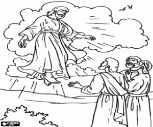 Coloriage Jésus s'élève vers le ciel