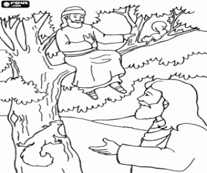 Coloriage Jésus et Zachée