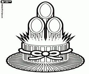 Coloriage Kadomatsu, ornement japonais Ikebana