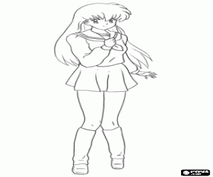 Coloriage Kagome Higurashi, personnage InuYasha