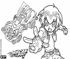 Coloriage Kazuya et la course de voiture