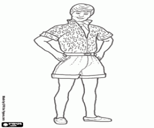Coloriage Ken avec des vêtements de safari
