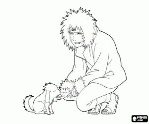 Coloriage Kiba et son chien, personnages de Naruto