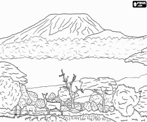 Coloriage Kilimandjaro en Tanzanie