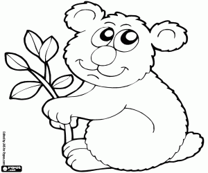 Coloriage Le koala et l’eucalyptus