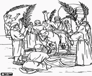 Coloriage L'accueil de Jésus à Jérusalem