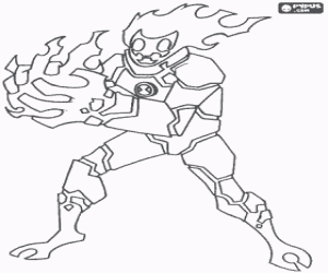 Coloriage L'alien Ben 10 du soleil Pyros