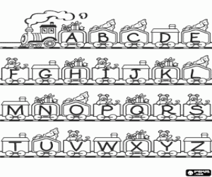 Coloriage L'alphabet dans un train à vapeur