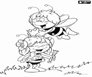 Coloriage L'anniversaire de l'abeille, Maya