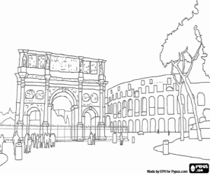 Coloriage L'arche et le Colisée de Rome