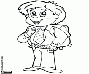 Coloriage L'enfant avec l'uniforme scolaire