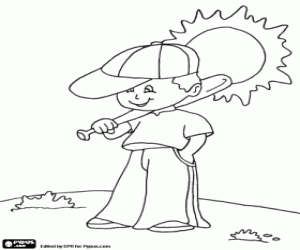Coloriage L'enfant et la batte de baseball