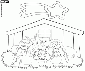 Coloriage L'enfant Jésus dans la crèche
