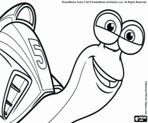 Coloriage L'escargot avec numéro 5 est Turbo