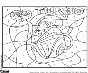 Coloriage L'escargot Turbo, couleur par nombre