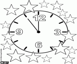 Coloriage L'horloge s'approche de minuit