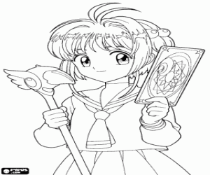 Coloriage L'écolière Sakura