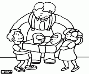 Coloriage L'étreinte du père de leurs enfants