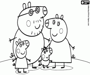 Coloriage La famille de Peppa Pig