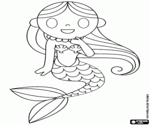 Coloriage La petite sirène, une jeune sirène