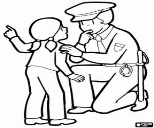 Coloriage La police aide les enfants