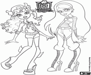 Coloriage Lagoona Blue et Ghoulia Yelps