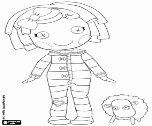 Coloriage Lalaloopsy en pyjama et un mouton