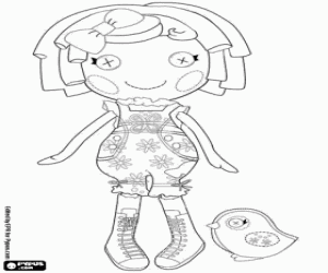 Coloriage Lalaloopsy et un petit oiseau