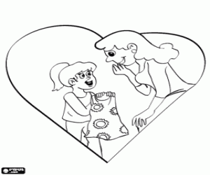 Coloriage L'amour d'une fille de sa mère