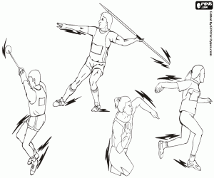 Coloriage Les lancers sur les Jeux olympiques
